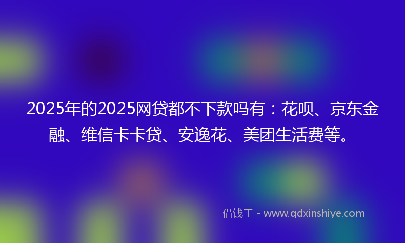 2025年的2025网贷都不下款吗有：花呗、京东金融、维信卡卡贷、安逸花、美团生活费等。