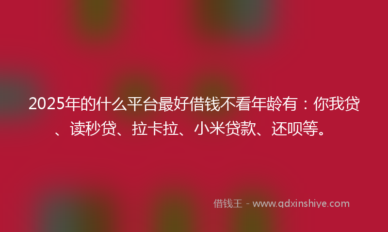 2025年的什么平台最好借钱不看年龄有：你我贷、读秒贷、拉卡拉、小米贷款、还呗等。