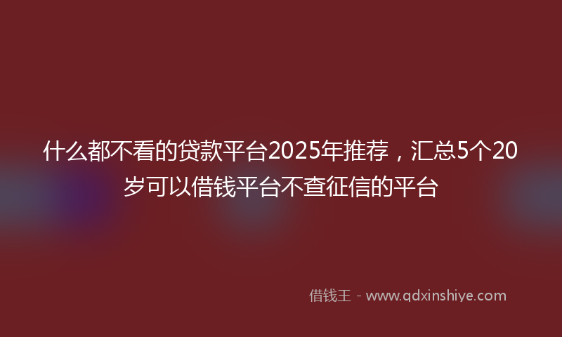 什么都不看的贷款平台2025年推荐，汇总5个20岁可以借钱平台不查征信的平台