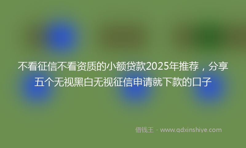 不看征信不看资质的小额贷款2025年推荐，分享五个无视黑白无视征信申请就下款的口子