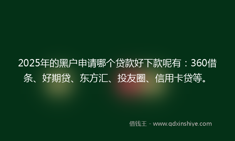 2025年的黑户申请哪个贷款好下款呢有：360借条、好期贷、东方汇、投友圈、信用卡贷等。