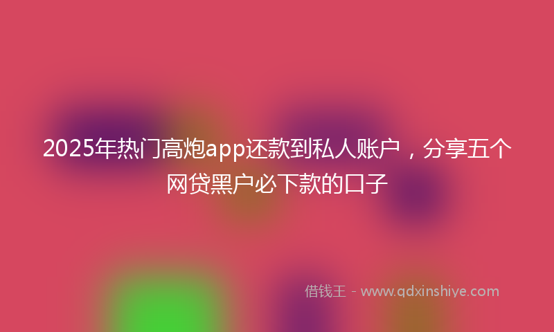 2025年热门高炮app还款到私人账户，分享五个网贷黑户必下款的口子