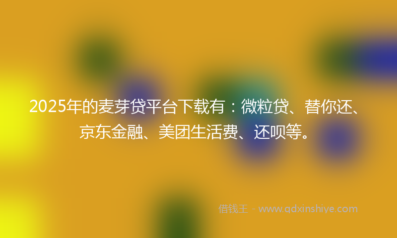 2025年的麦芽贷平台下载有：微粒贷、替你还、京东金融、美团生活费、还呗等。