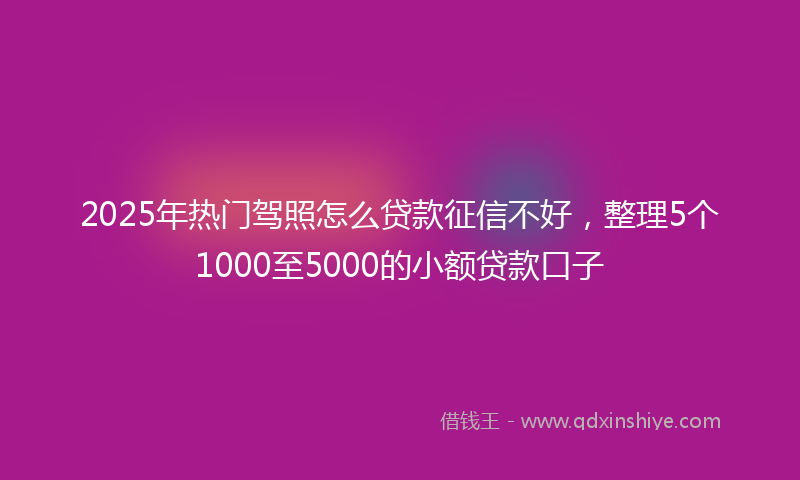 2025年热门驾照怎么贷款征信不好，整理5个1000至5000的小额贷款口子