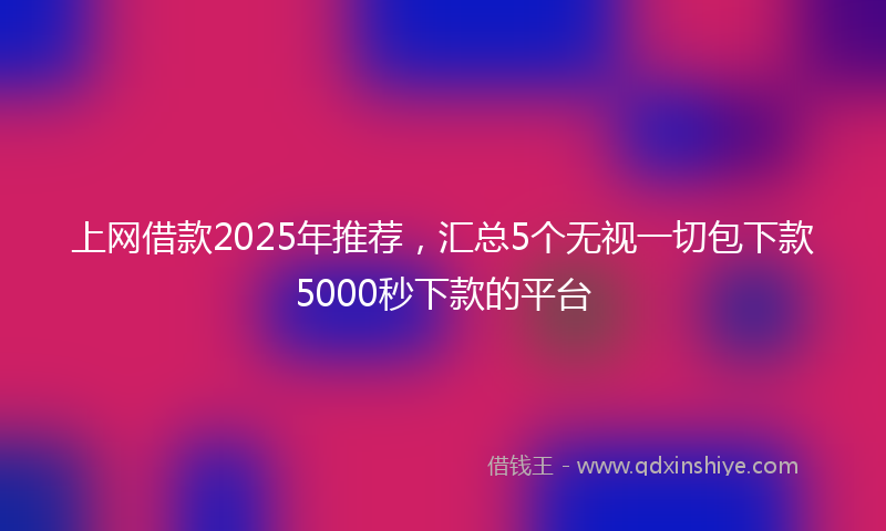 上网借款2025年推荐，汇总5个无视一切包下款5000秒下款的平台