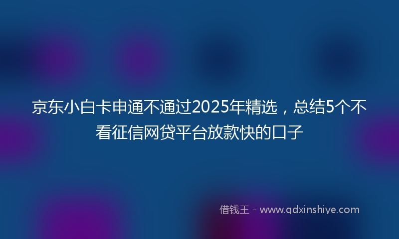 京东小白卡申通不通过2025年精选，总结5个不看征信网贷平台放款快的口子