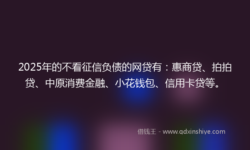 2025年的不看征信负债的网贷有：惠商贷、拍拍贷、中原消费金融、小花钱包、信用卡贷等。