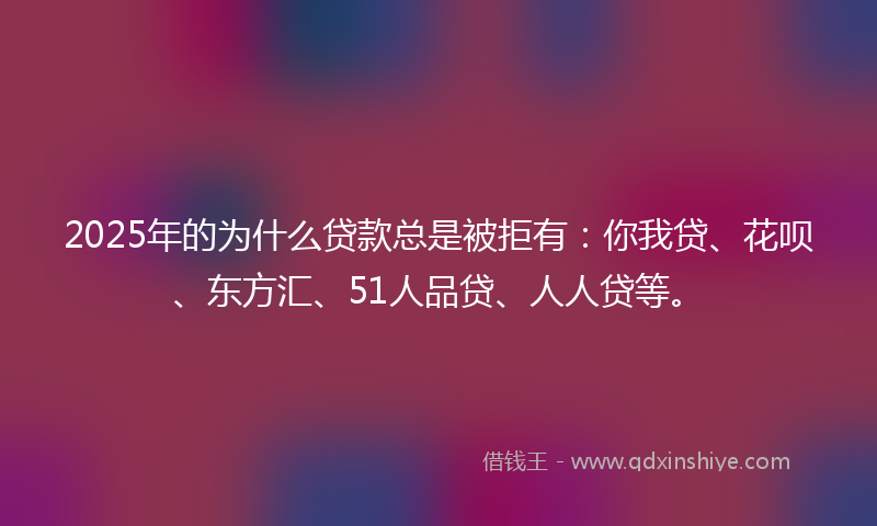 2025年的为什么贷款总是被拒有：你我贷、花呗、东方汇、51人品贷、人人贷等。