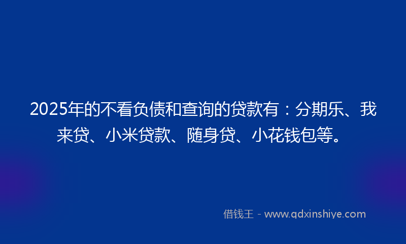 2025年的不看负债和查询的贷款有：分期乐、我来贷、小米贷款、随身贷、小花钱包等。