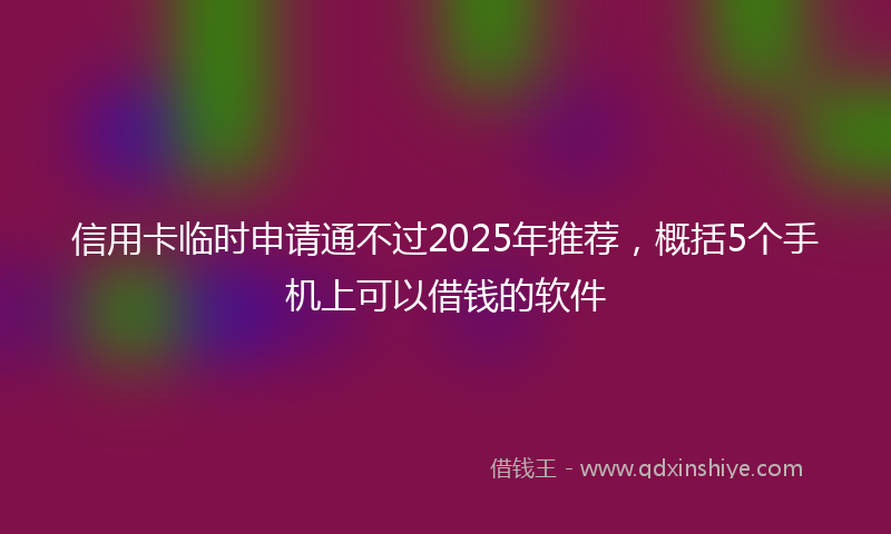 信用卡临时申请通不过2025年推荐，概括5个手机上可以借钱的软件