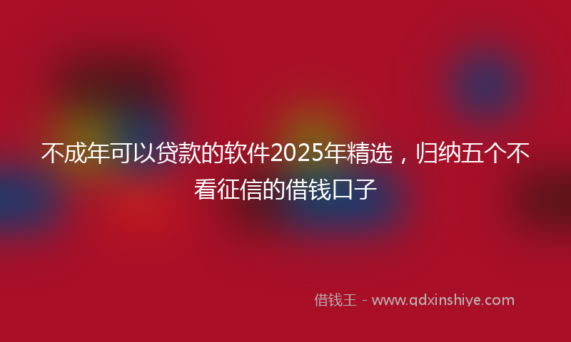 不成年可以贷款的软件2025年精选，归纳五个不看征信的借钱口子