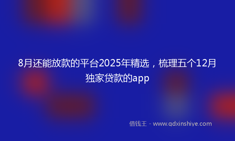 8月还能放款的平台2025年精选，梳理五个12月独家贷款的app