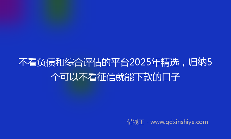 不看负债和综合评估的平台2025年精选，归纳5个可以不看征信就能下款的口子