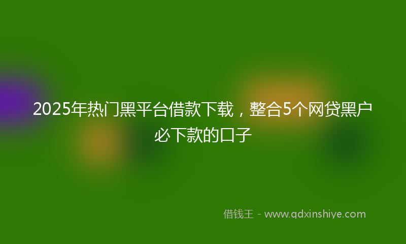 2025年热门黑平台借款下载，整合5个网贷黑户必下款的口子