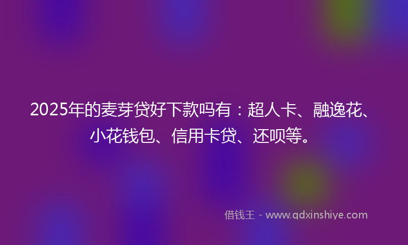 2025年的麦芽贷好下款吗有：超人卡、融逸花、小花钱包、信用卡贷、还呗等。