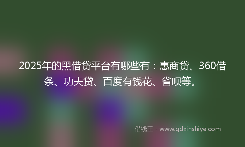 2025年的黑借贷平台有哪些有：惠商贷、360借条、功夫贷、百度有钱花、省呗等。