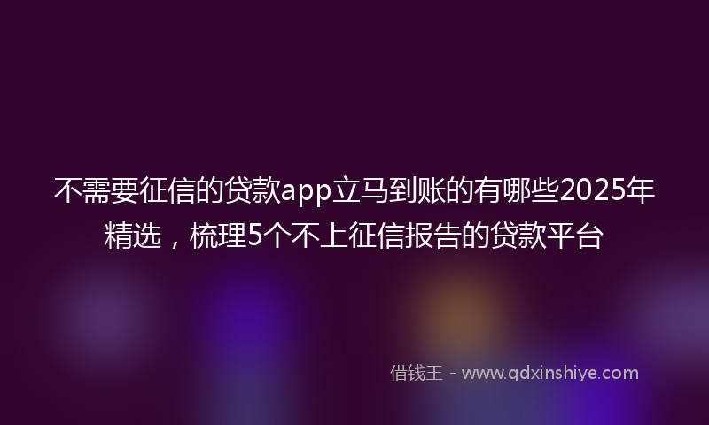 不需要征信的贷款app立马到账的有哪些2025年精选，梳理5个不上征信报告的贷款平台