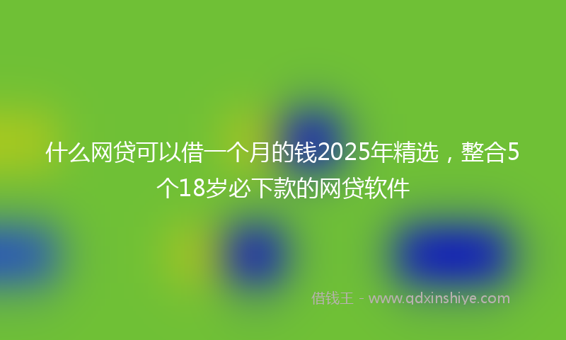 什么网贷可以借一个月的钱2025年精选，整合5个18岁必下款的网贷软件