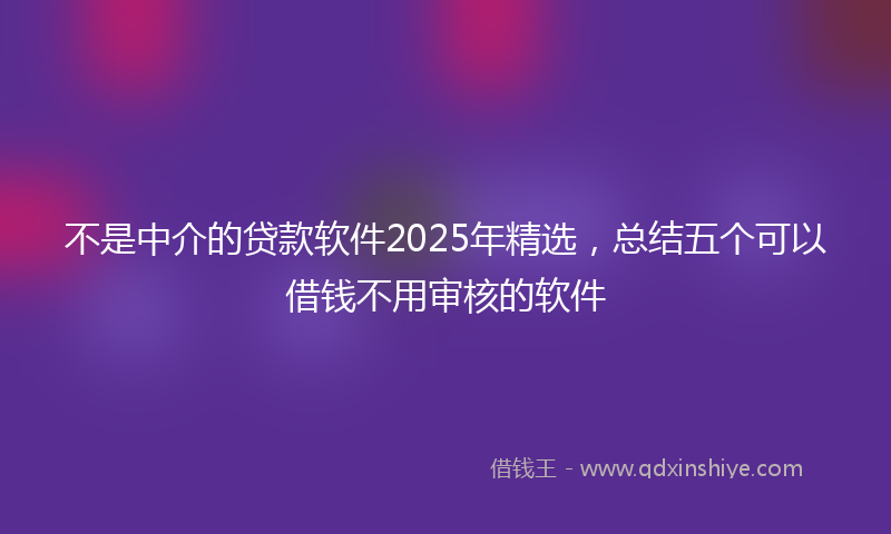 不是中介的贷款软件2025年精选，总结五个可以借钱不用审核的软件