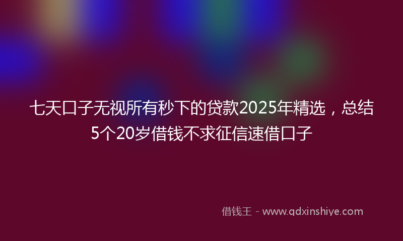 七天口子无视所有秒下的贷款2025年精选，总结5个20岁借钱不求征信速借口子