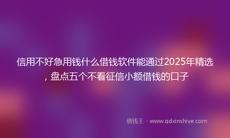 信用不好急用钱什么借钱软件能通过2025年精选，盘点五个不看征信小额借钱的口子