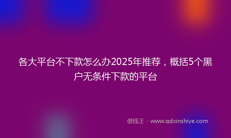 各大平台不下款怎么办2025年推荐，概括5个黑户无条件下款的平台
