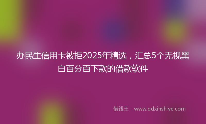 办民生信用卡被拒2025年精选，汇总5个无视黑白百分百下款的借款软件