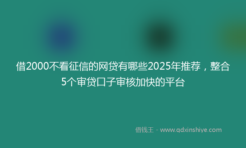 借2000不看征信的网贷有哪些2025年推荐，整合5个审贷口子审核加快的平台