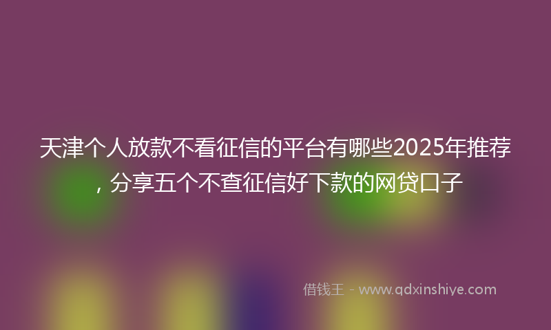 天津个人放款不看征信的平台有哪些2025年推荐，分享五个不查征信好下款的网贷口子