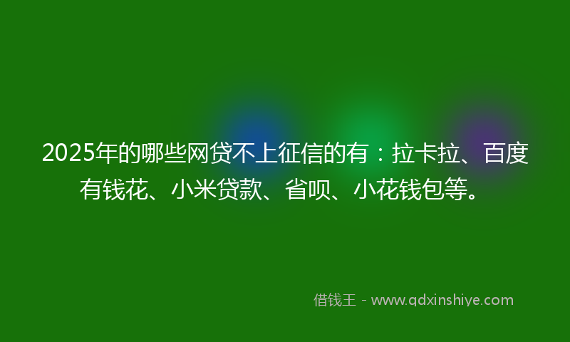 2025年的哪些网贷不上征信的有：拉卡拉、百度有钱花、小米贷款、省呗、小花钱包等。