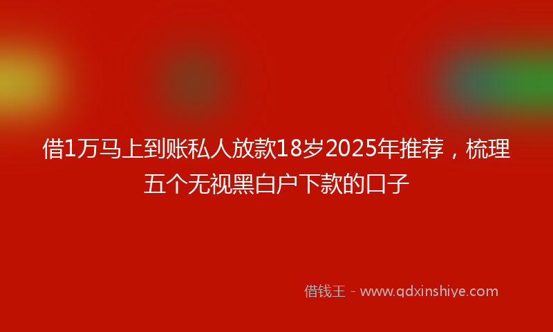 借1万马上到账私人放款18岁2025年推荐，梳理五个无视黑白户下款的口子