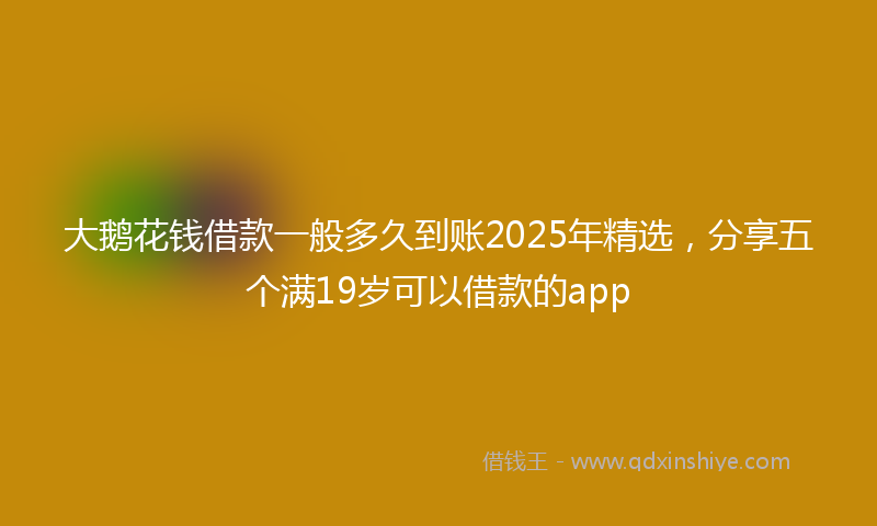 大鹅花钱借款一般多久到账2025年精选，分享五个满19岁可以借款的app