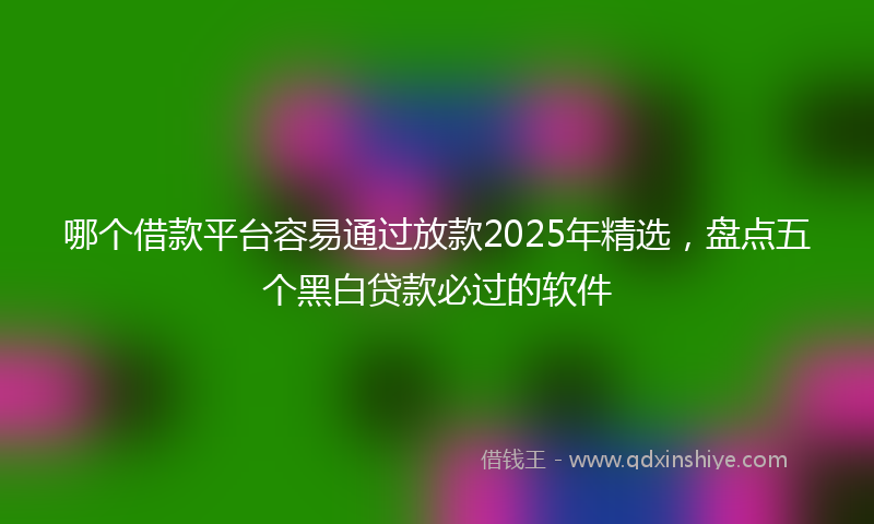 哪个借款平台容易通过放款2025年精选，盘点五个黑白贷款必过的软件