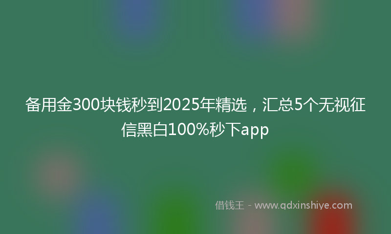 备用金300块钱秒到2025年精选，汇总5个无视征信黑白100%秒下app