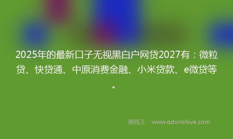 2025年的最新口子无视黑白户网贷2027有：微粒贷、快贷通、中原消费金融、小米贷款、e微贷等。