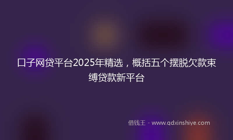 口子网贷平台2025年精选，概括五个摆脱欠款束缚贷款新平台