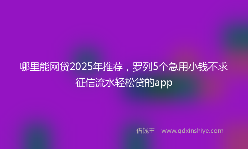 哪里能网贷2025年推荐，罗列5个急用小钱不求征信流水轻松贷的app
