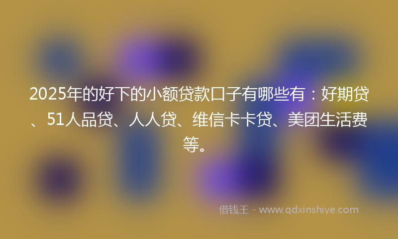 2025年的好下的小额贷款口子有哪些有：好期贷、51人品贷、人人贷、维信卡卡贷、美团生活费等。
