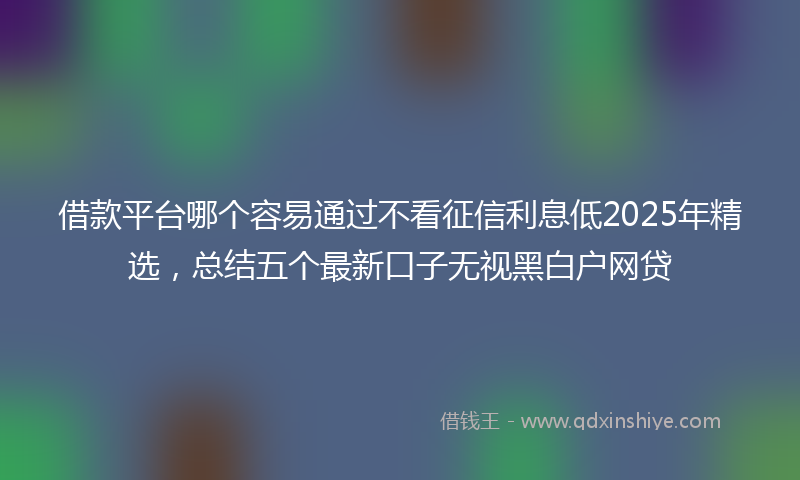 借款平台哪个容易通过不看征信利息低2025年精选，总结五个最新口子无视黑白户网贷