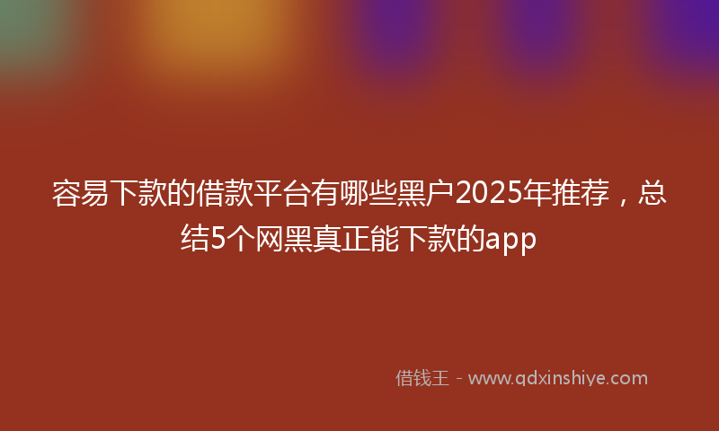 容易下款的借款平台有哪些黑户2025年推荐，总结5个网黑真正能下款的app