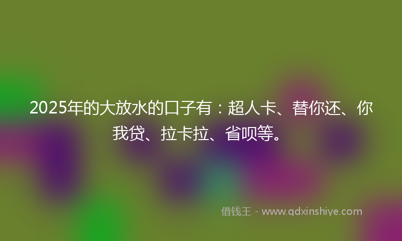 2025年的大放水的口子有：超人卡、替你还、你我贷、拉卡拉、省呗等。