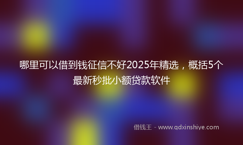 哪里可以借到钱征信不好2025年精选，概括5个最新秒批小额贷款软件