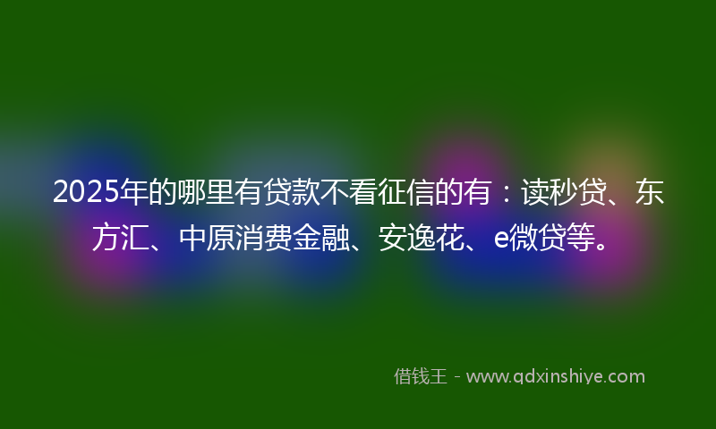 2025年的哪里有贷款不看征信的有：读秒贷、东方汇、中原消费金融、安逸花、e微贷等。