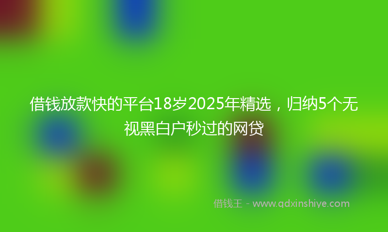 借钱放款快的平台18岁2025年精选，归纳5个无视黑白户秒过的网贷