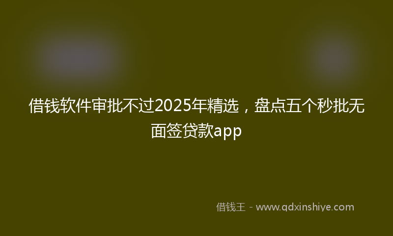 借钱软件审批不过2025年精选，盘点五个秒批无面签贷款app