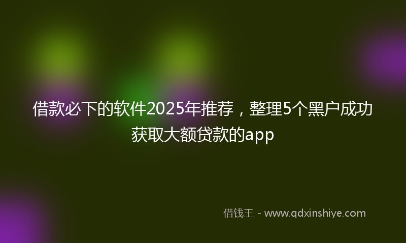 借款必下的软件2025年推荐，整理5个黑户成功获取大额贷款的app