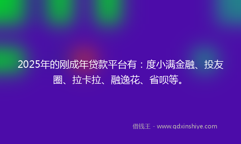 2025年的刚成年贷款平台有：度小满金融、投友圈、拉卡拉、融逸花、省呗等。