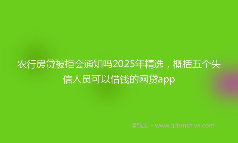 农行房贷被拒会通知吗2025年精选，概括五个失信人员可以借钱的网贷app