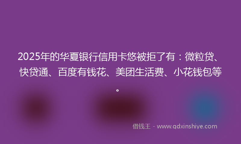 2025年的华夏银行信用卡悠被拒了有：微粒贷、快贷通、百度有钱花、美团生活费、小花钱包等。