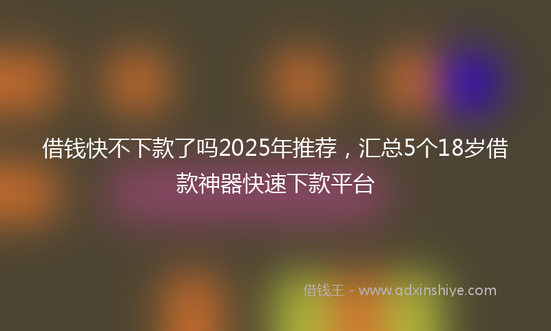 借钱快不下款了吗2025年推荐，汇总5个18岁借款神器快速下款平台